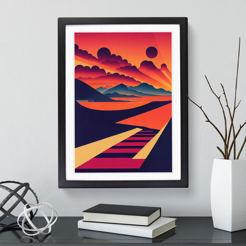 Breathtaking Sunset - Print, 66cm H x 48cm W x 2cm D, Black Framed, White