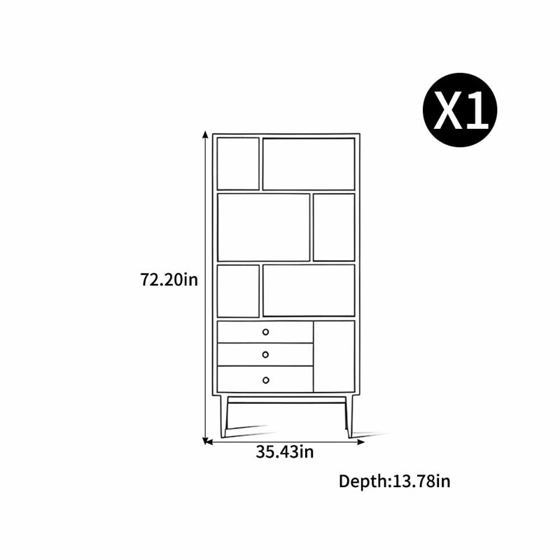 Bibliothèque sur pied de style européen, (4 tablettes) H 72,2 po x l 35,43 po x P 13,78 po