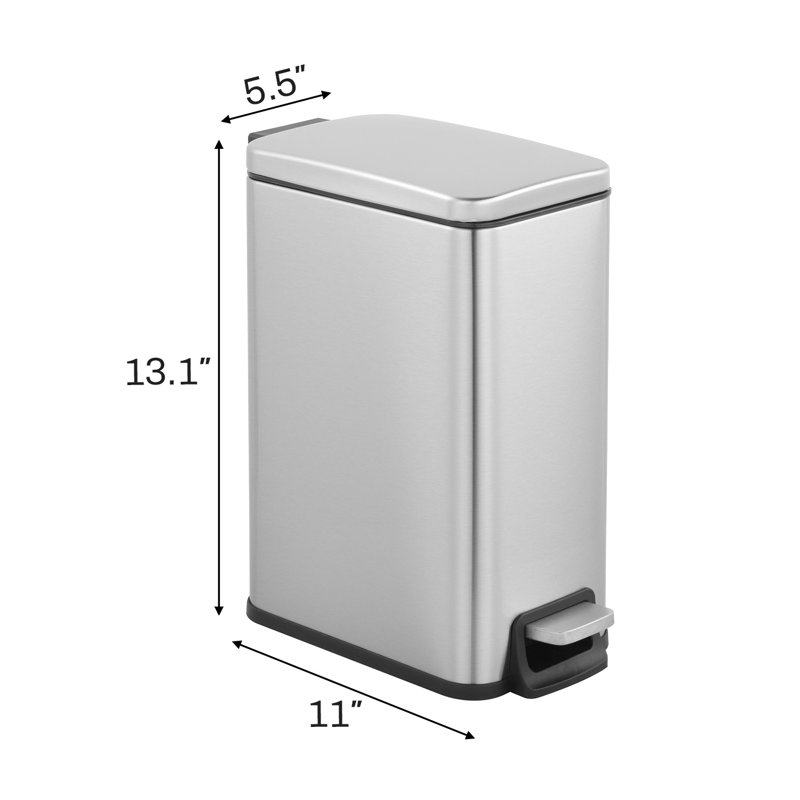 Innovaze Two 1.6 Gallon/6 Liter Rectangular Step-on Trash Can Set for Bathroom and Office