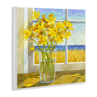 Stupell Industries Daffodils In Seaside Window Canvas Wall Art Design By Robin Altman