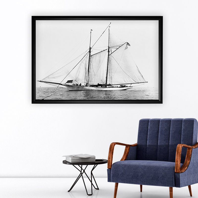 « voilier yacht iii », reproduction d’impression, H 27 po x l 39 po x P 2 po, Cadre noir, Pas de tapis