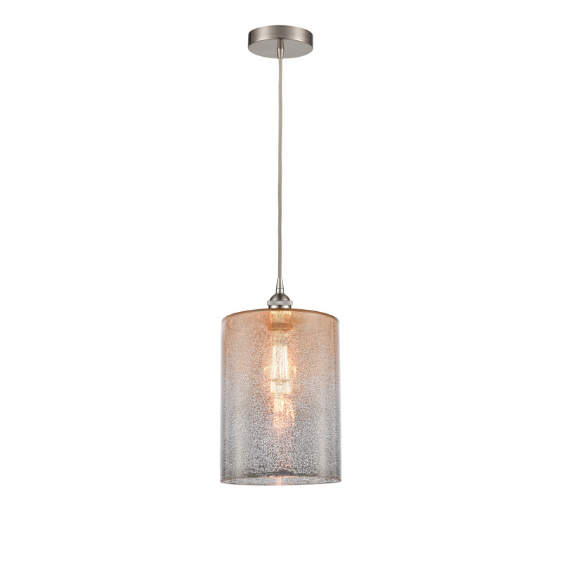 Luminaire suspendu cylindrique à 1 lumière Malcolm, H 15,75 po x l 9 po x P 9 po, Nickel satiné brossé, Mercurisé