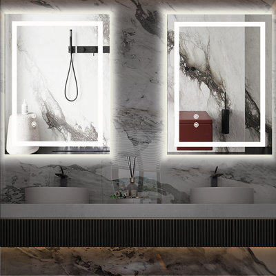 Miroir de salle de bain mural avec cadre lumineux Eleen