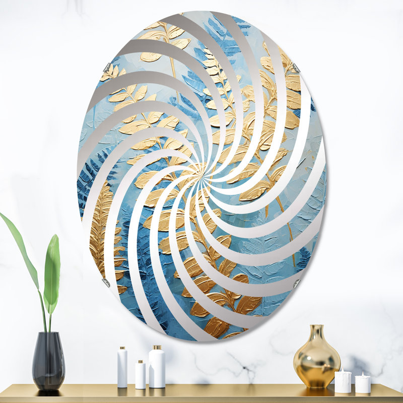 Miroir décoratif Vortex Symphony VII bleu et doré - MIR111839-Ovale, 35,4 po x 23,6 po