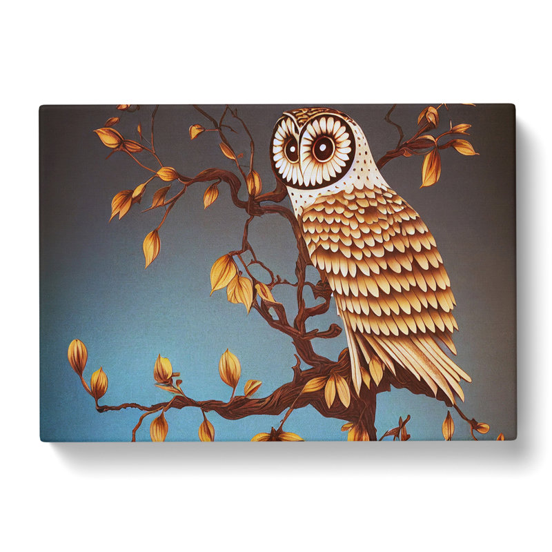Owl Art Deco Style - Wrapped Canvas, 35cm H x 50cm W x 3cm D