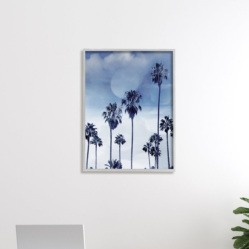 «Tall Tropical Pine Trees», impression monochromatique, H 30 po x l 24 po, Estampe numérique Farmhouse