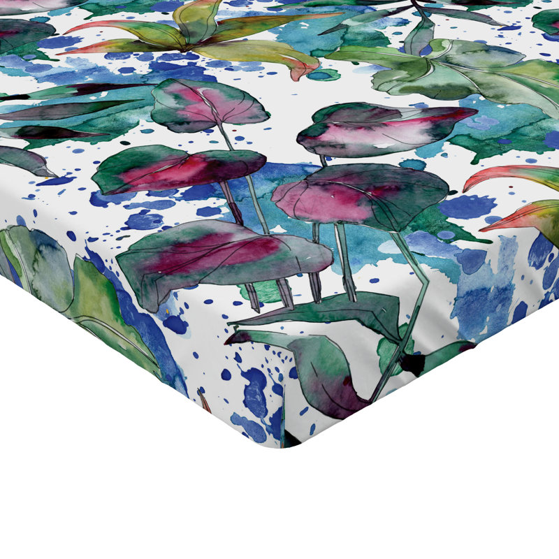 Drap-housse à motif floral Ambesonne, Drap-housse de taille très grand, Vert bleu sarcelle, bleu / floral