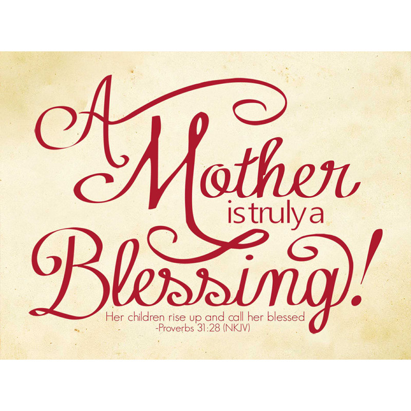 «Mother Blessing», art textuel sur toile tendue, H 36 po x l 48 po