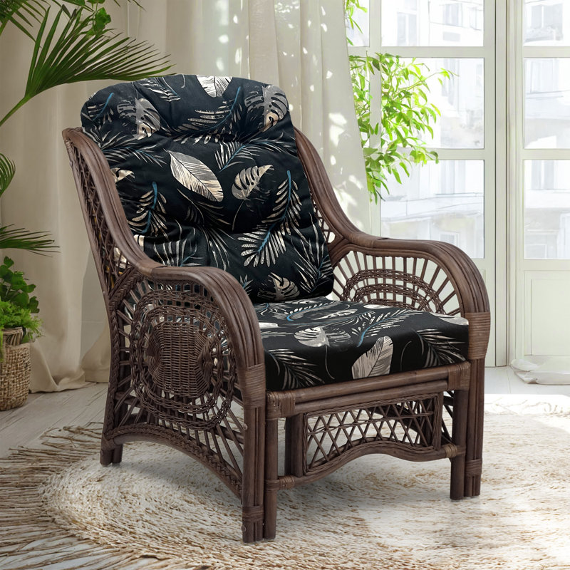 Lillebonne 28 inches Wide Tufted Armchair, Black Leaf