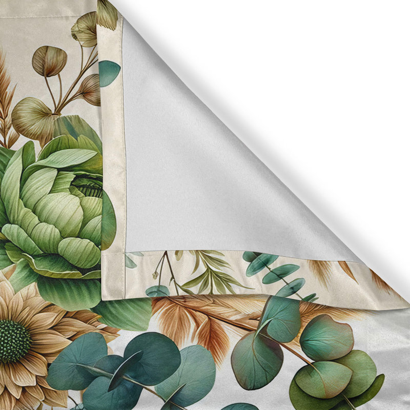 Floral Tailored Kitchen Curtain, 55" W x 45" L