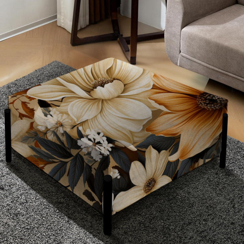 Grand repose-pieds carré à motif floral bohème Earthy Elegance
