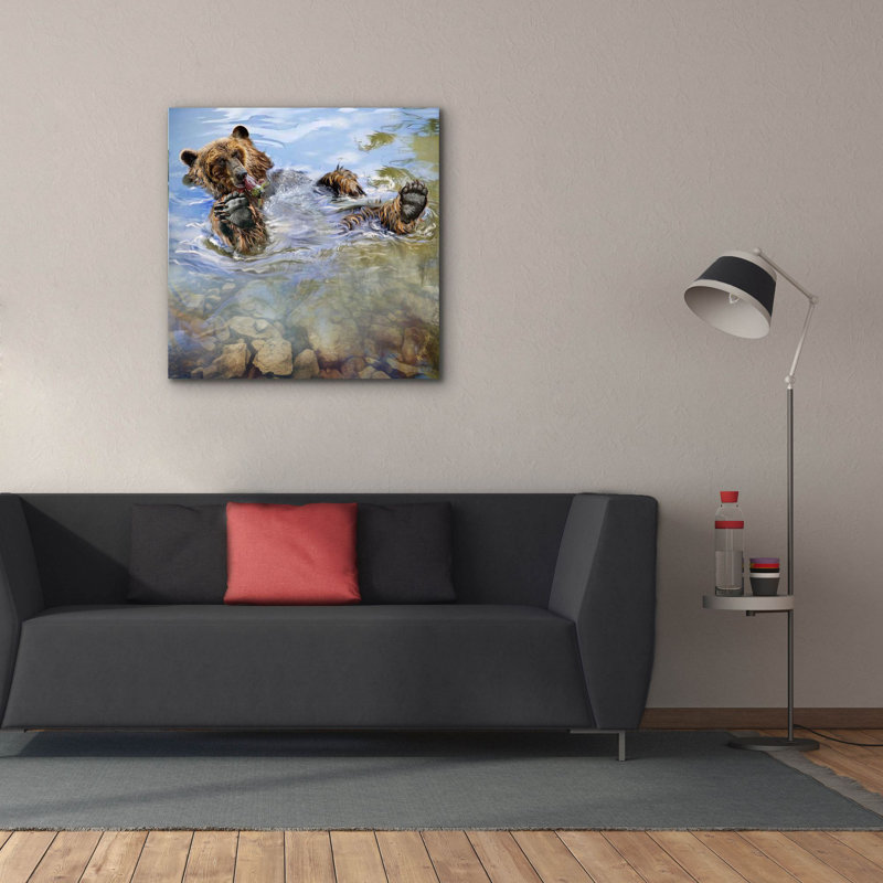 Art mural sur toile Millwood Pines «Bear Bath» par Murray Henderson, H 37 po x l 37 po x P 1,5 po