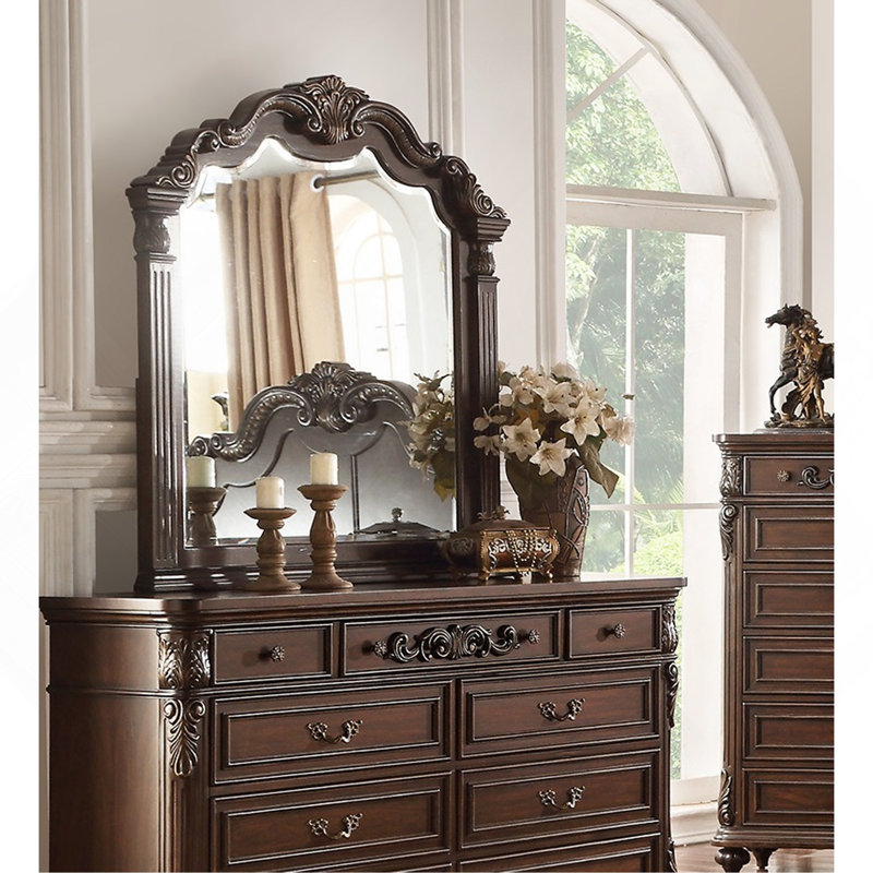 Commode en cerisier traditionnel traditionnel avec miroir