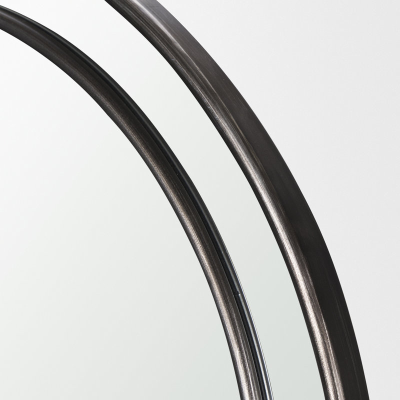 Miroir décoratif à double arche géométrique en fer noir de 48 pouces