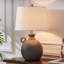Maryclare 25 po blanc côtier rustique à intensité variable en résine céramique chambre salon table de chevet table de chevet avec port USB-241848905