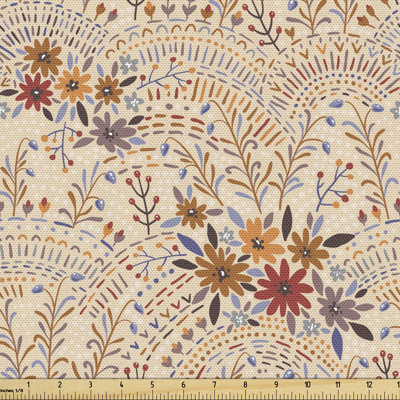 Chass Pastel Flourish with Rural Flowers Lily Berry Branches Autumn Multi-Purpose Fabric