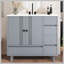 36" Bathroom Vanity with Sink, Free Standing Single Vanity Set with 4 Drawers and Side Storage Rack, Wood Cabinet with Ceramic Basin for Bathroom, Grey-139948442