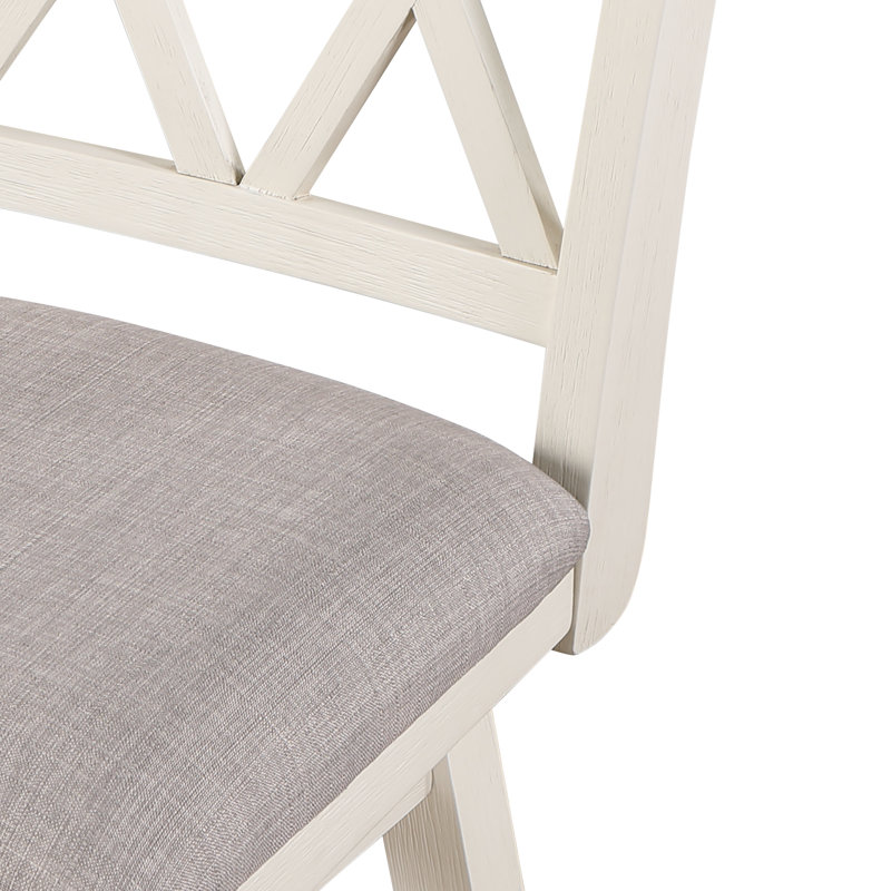 Renetta Swivel Upholstered Counter Stool, Cream/White, Bar Stool (29” Seat Height), Gray 100% Polyester