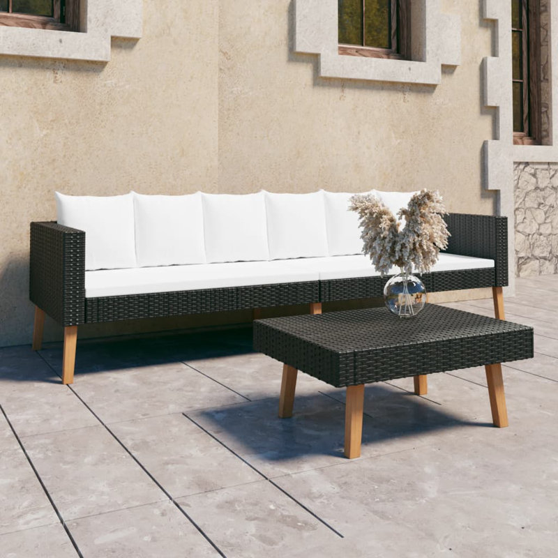 Méridienne 2 pièces avec coussins, Beige, Brun
