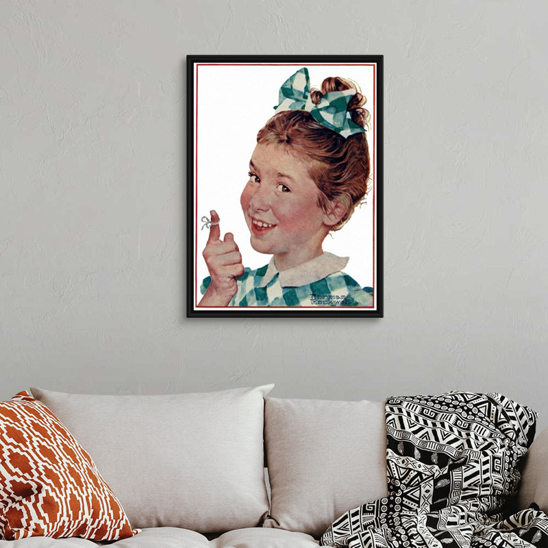«Girl with String», art mural sur toile, H 34 po x l 26 po x P 1,75 po, Cadre flottant noir
