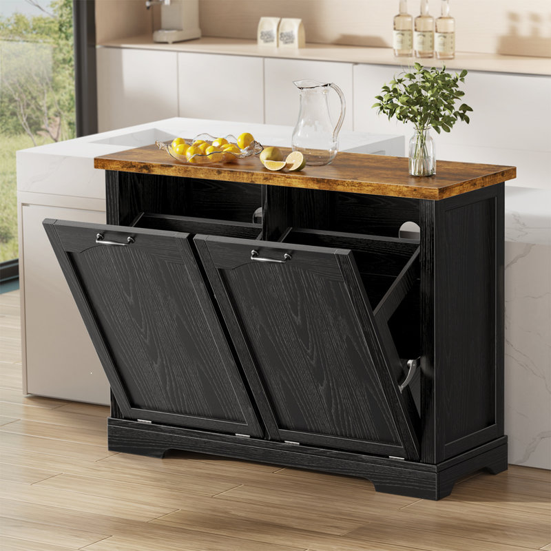Armoire à poubelle inclinable 20 gallons, Noir, noir, noir, noir