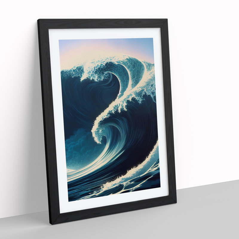 XV1022-3070X Ocean Wave No.6 - Single Picture Frame Print, Black, 64cm H x 46cm W