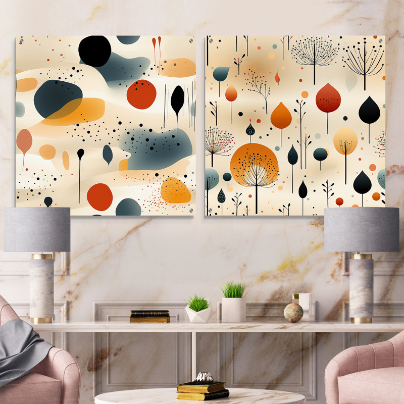Polanco - Ensemble de 2 verres muraux abstraits en acrylique, H 36 po x l 73 po