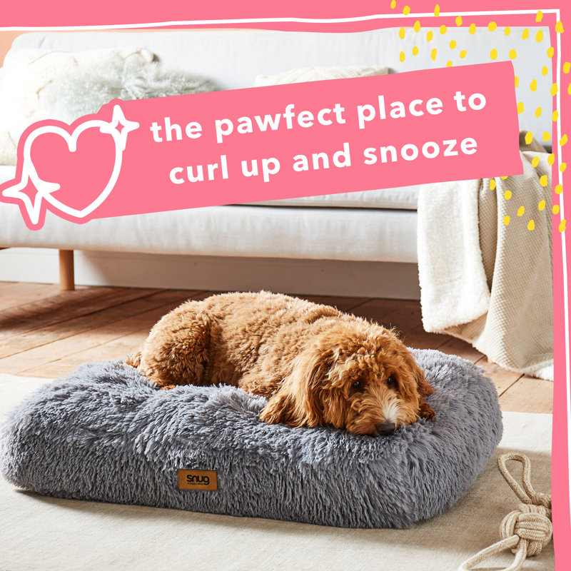 Snug Furry Friends Super Fluffy Grey Pet Bed, 11cm H x 75cm W x 50cm D