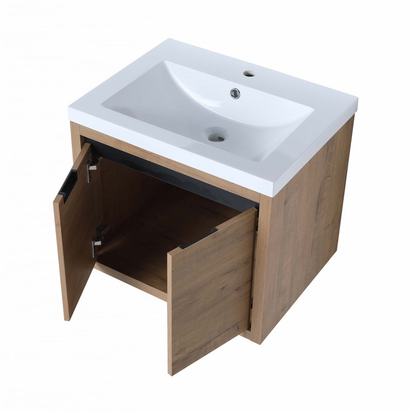 Float Mounting Bathroom Cabinet With Sink, Oak