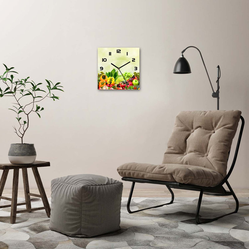 Glass Wall Clock, Black/Green/Red