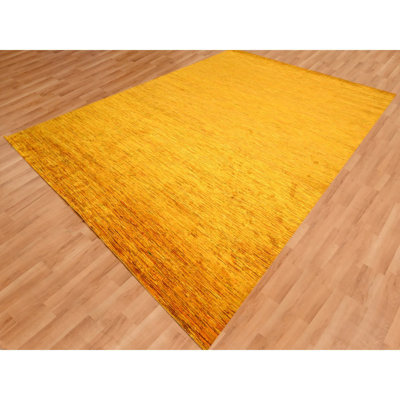 Tapis oriental noué à la main 9 pi x 11 pi 10 po de couleur unie 9 pi x 11 pi 10 po, doux au toucher