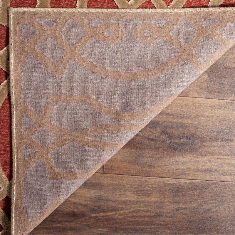 Tapis géométrique rouge / brun Villa, Rectangle 4 pi x 5 pi 7 po