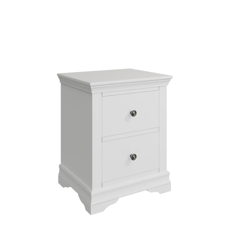 Swanley 48cm W Solid + Manufactured Wood Bedside Table, White