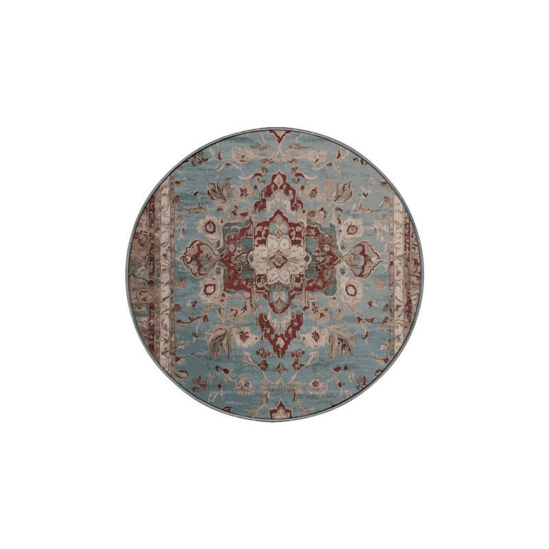 Tapis gris soyeux et moelleux, Rond 5 pi