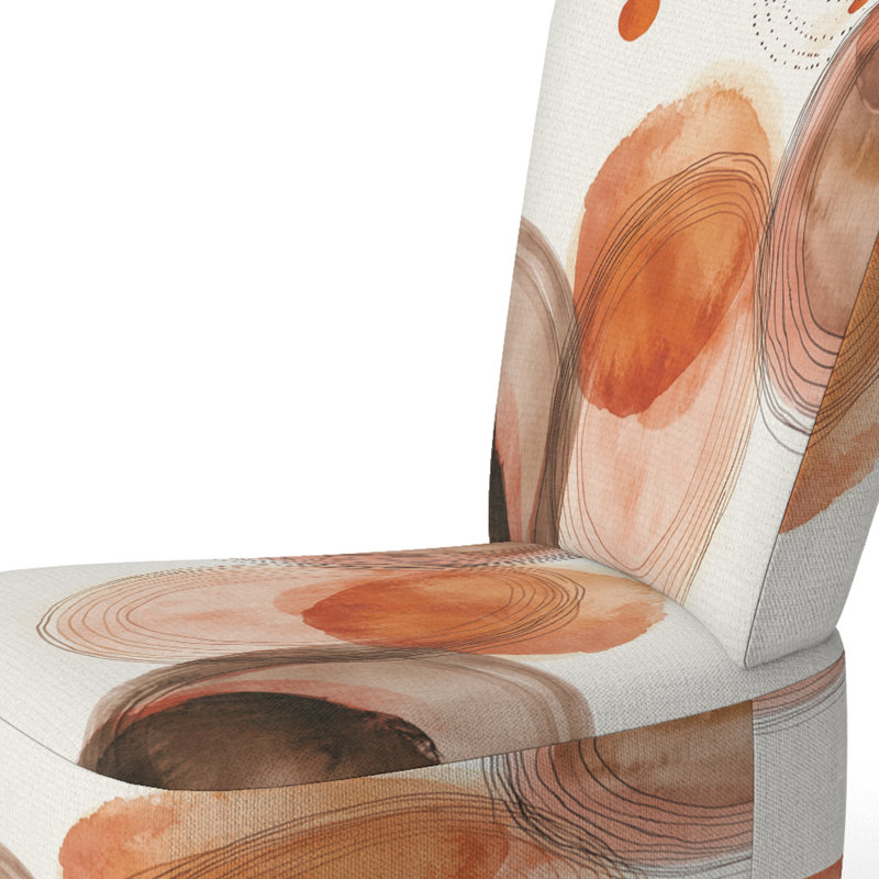 Chaise d'appoint abstraite rembourrée - Chaise d'appoint Boho Terracotta Pulse III, Side Chair Armless