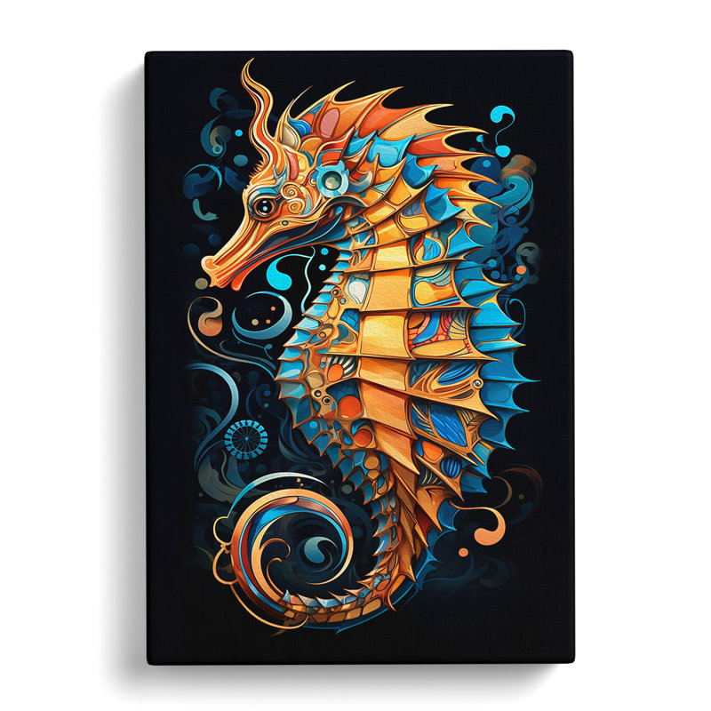 Seahorse Geometric Art - Wrapped Canvas, 50cm H x 35cm W x 3cm D
