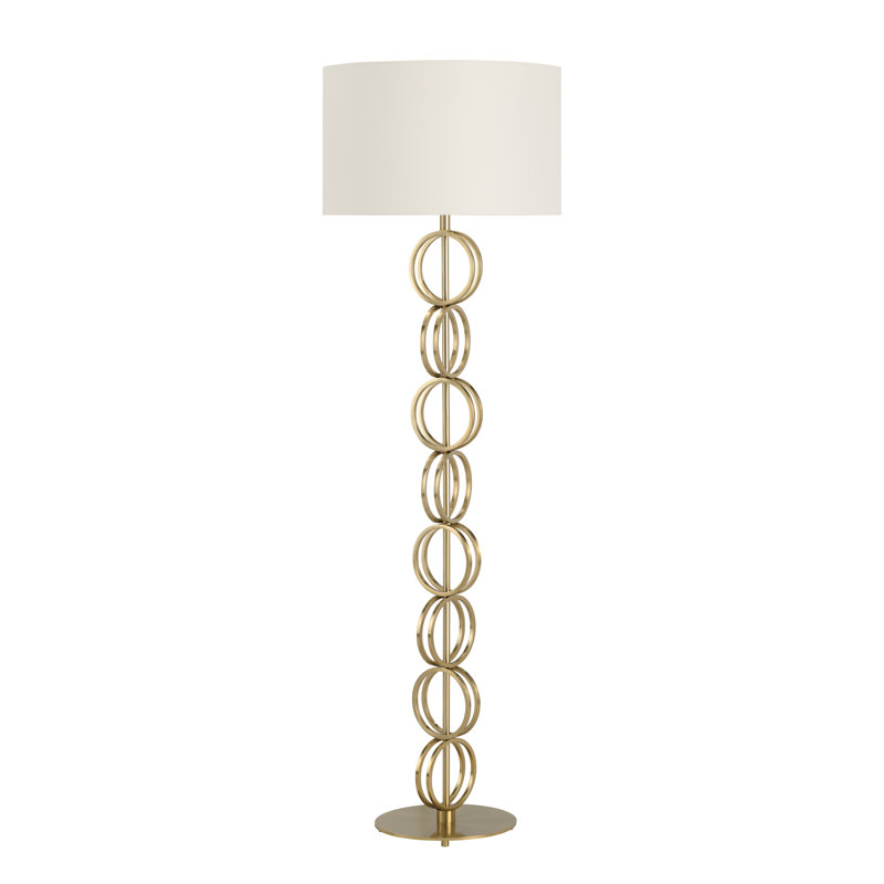 63.25" Metal Floor Lamp With Oat Shade