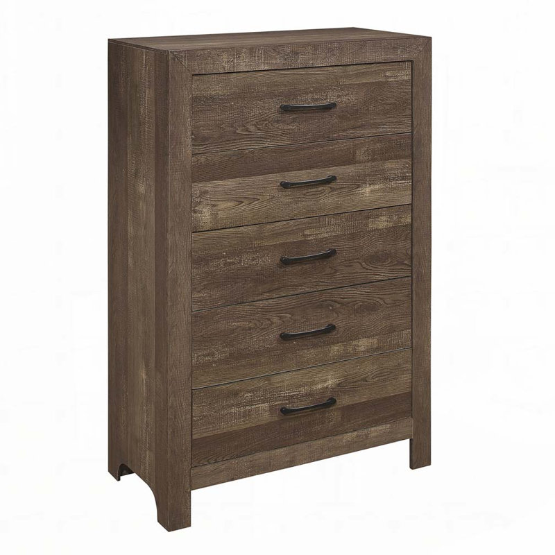 Commode de rangement à 5 tiroirs, Brun rustique
