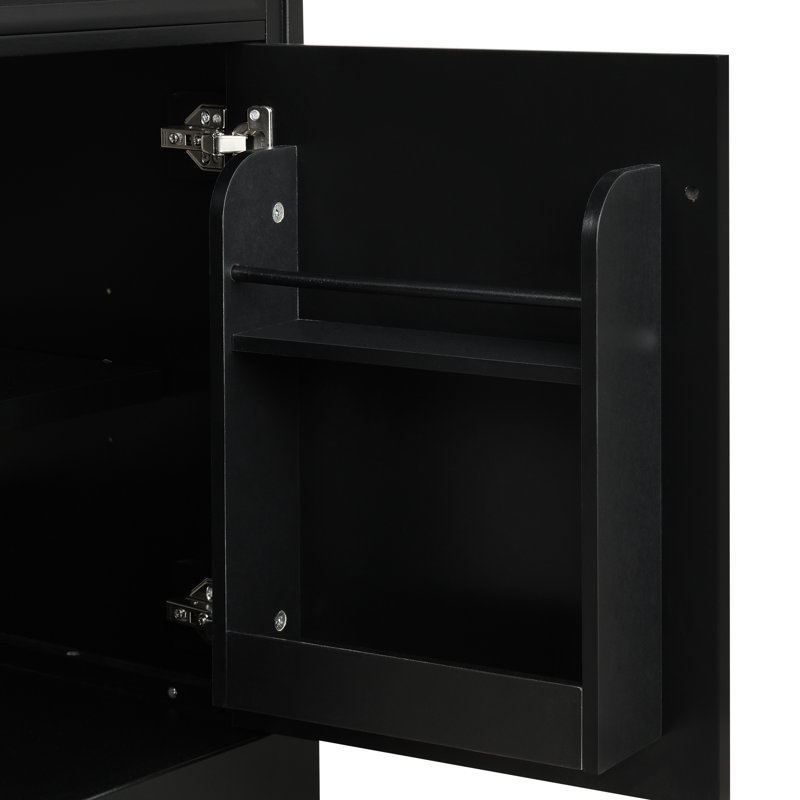 Meuble-lavabo moderne 20 po - Armoire noire, rangement, tablette réglable et lavabo en céramique avec porte à fermeture douce