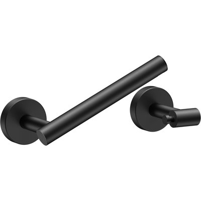 Wall-Mounted Stainless Steel Toilet Paper Holder With Pivoting Double Post, Rustproof Matte Black