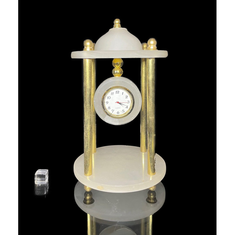 Banded White Onyx Pillar Clock