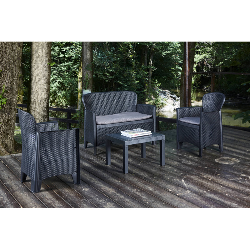 4 - Person Patio Dining Set with Square Table , Cushions Included