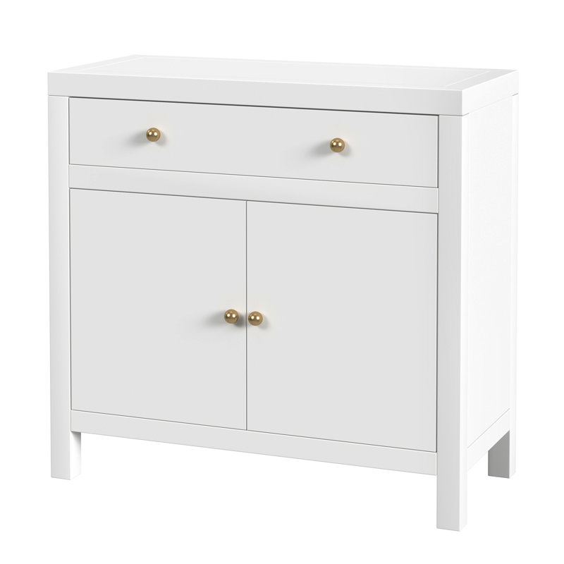 Nora 54 in. W Wood 1 Drawer 2 Door Accent Storage Cabinet, Smooth White