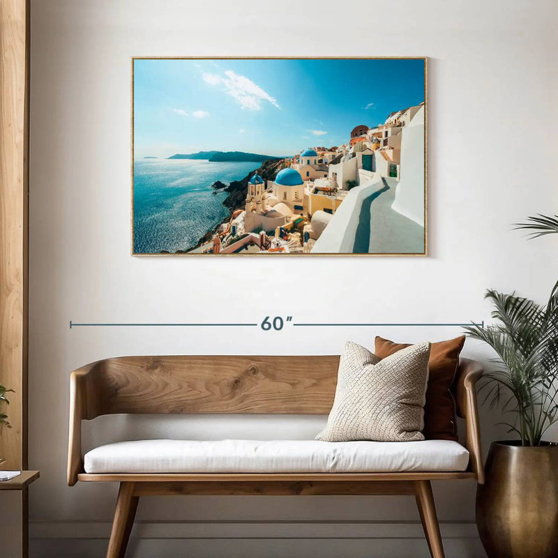 Oia Santorini Grèce, Cadre flottant en bois naturel, 43 po x 29 po