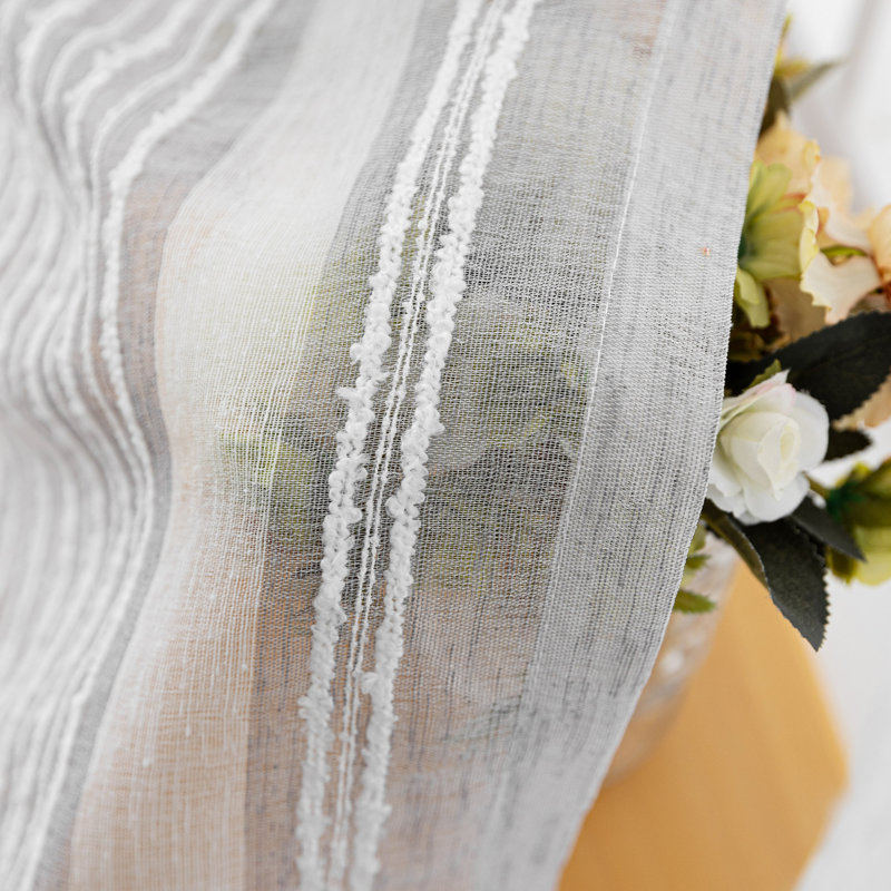 Paire de rideaux transparents avec passe-tringle Farmhouse, L 52 po x H 108 po, Gris clair