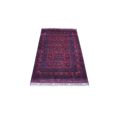 Tapis oriental rouge en laine noué à la main 3 pi 3 po x 5 pi 0 po - MOA10255363