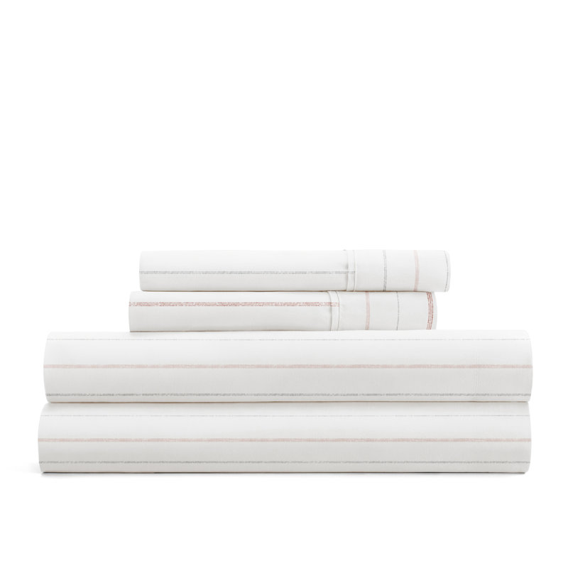 Twin Terracotta Stripe Microfiber 4-Piece Sheet Set