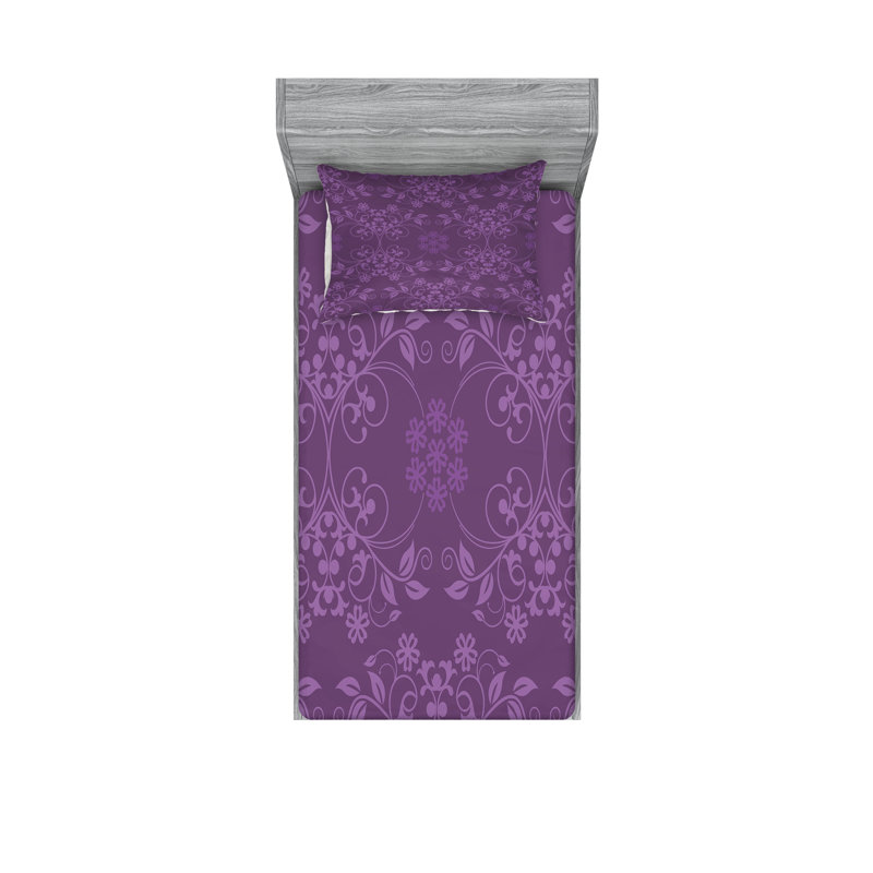 Drap-housse et coussin décoratif Ambesonne, Ensemble de draps pour lit simple très long + 3 p