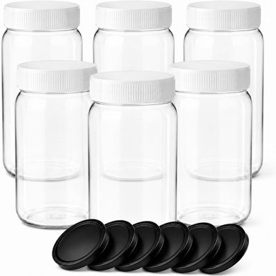 34 Oz, 6 Piece Glass Jars with Airtight Leakproof Lids – Reusable Containers for Jam, Honey, Spices, Sauces, Dry Storage, Candle Making & Gifting and Pantry