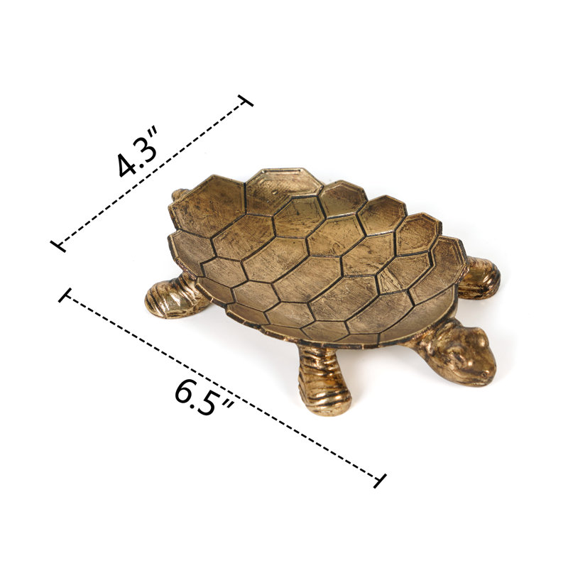 Plat en métal or et tortue tortue